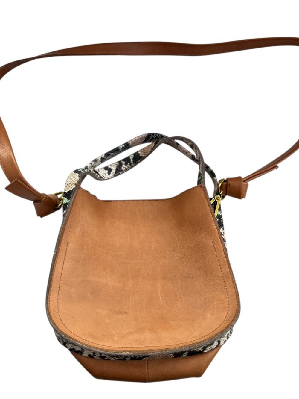 Madewell purse Sydney Crossbody Bag Snake Embossed Leather brown handbag